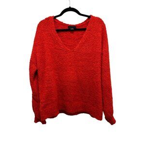 Sanctuary Womens Red Textured V-Neck Sweater XL Cozy Knit Fabric